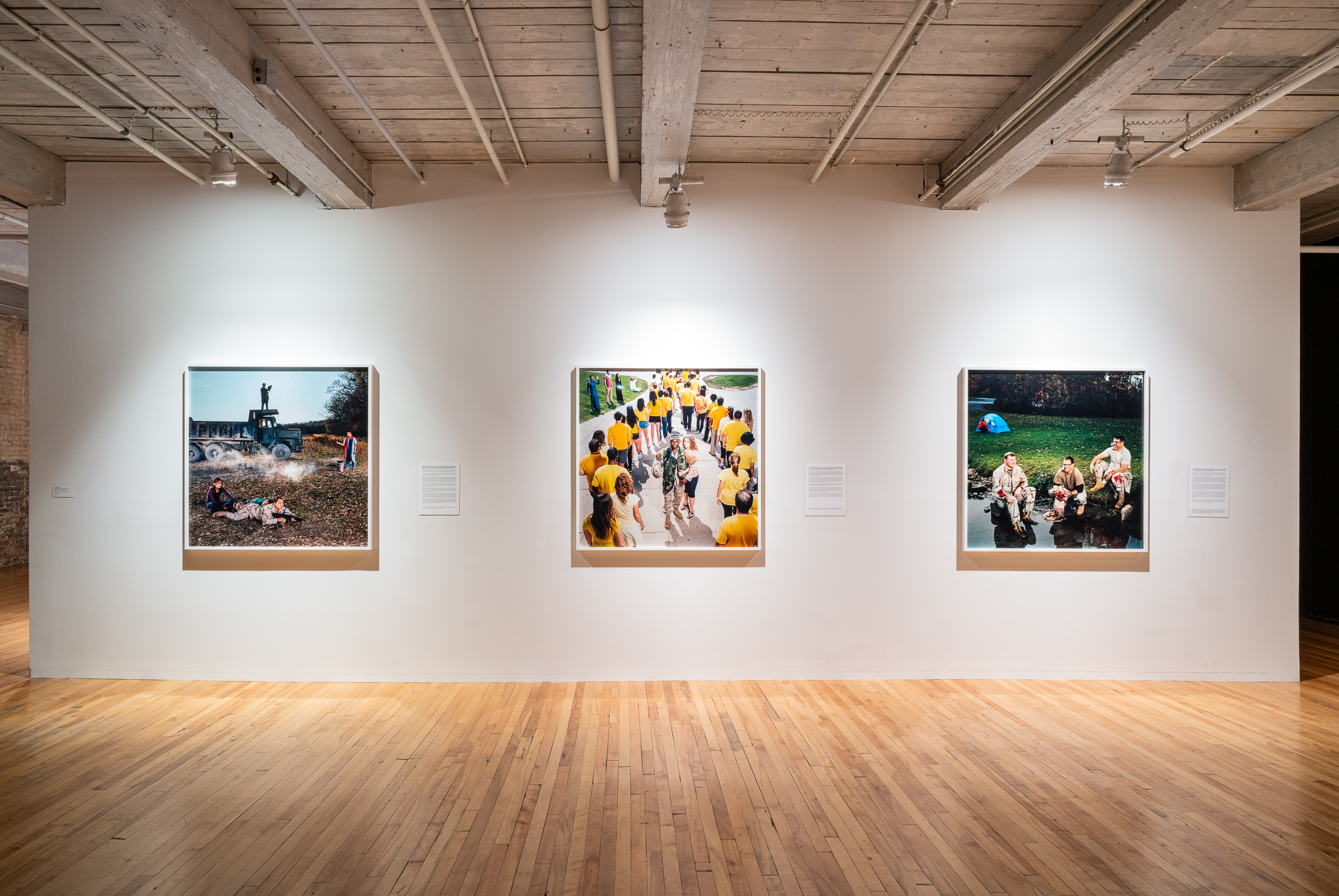 Photograph of Jennifer Karady images, as installed in the exhibition 'Suffering From Realness' at MASS MoCA.
